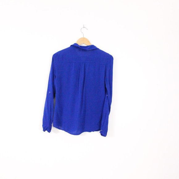 *a.n.a Cobalt Blue Button Up Blouse - Picture 6 of 6